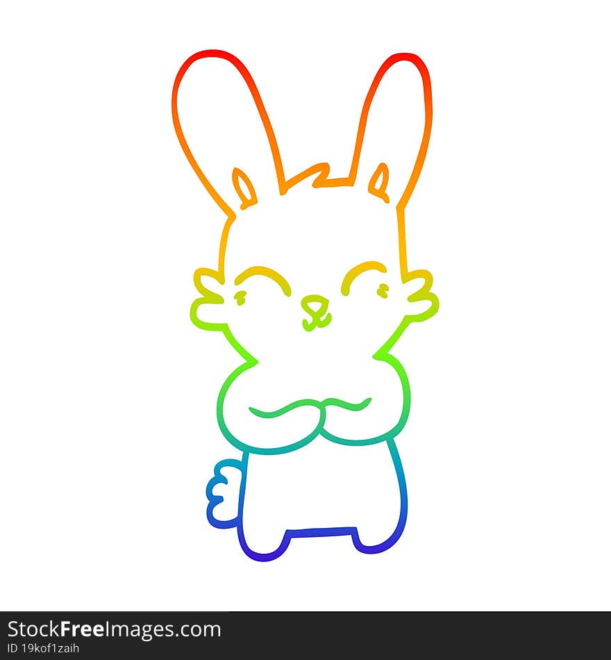 rainbow gradient line drawing cute cartoon rabbit