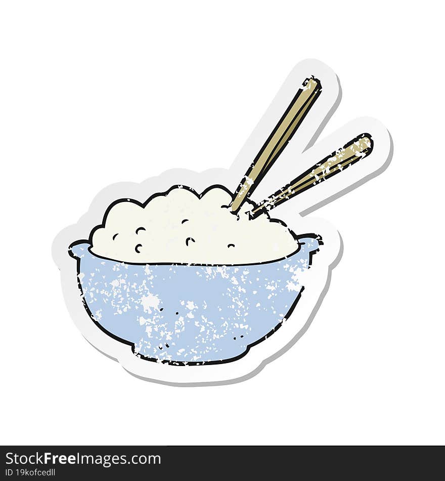 retro distressed sticker of a cartoon bowl of rice