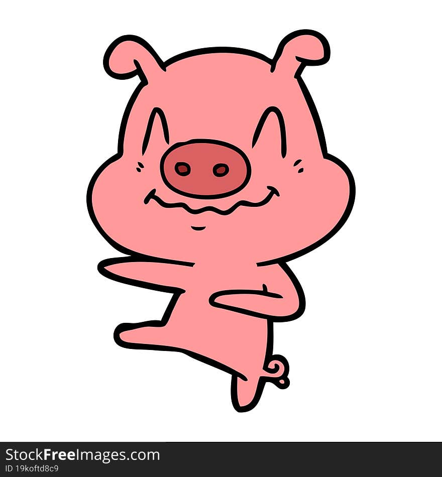 nervous cartoon pig dancing. nervous cartoon pig dancing