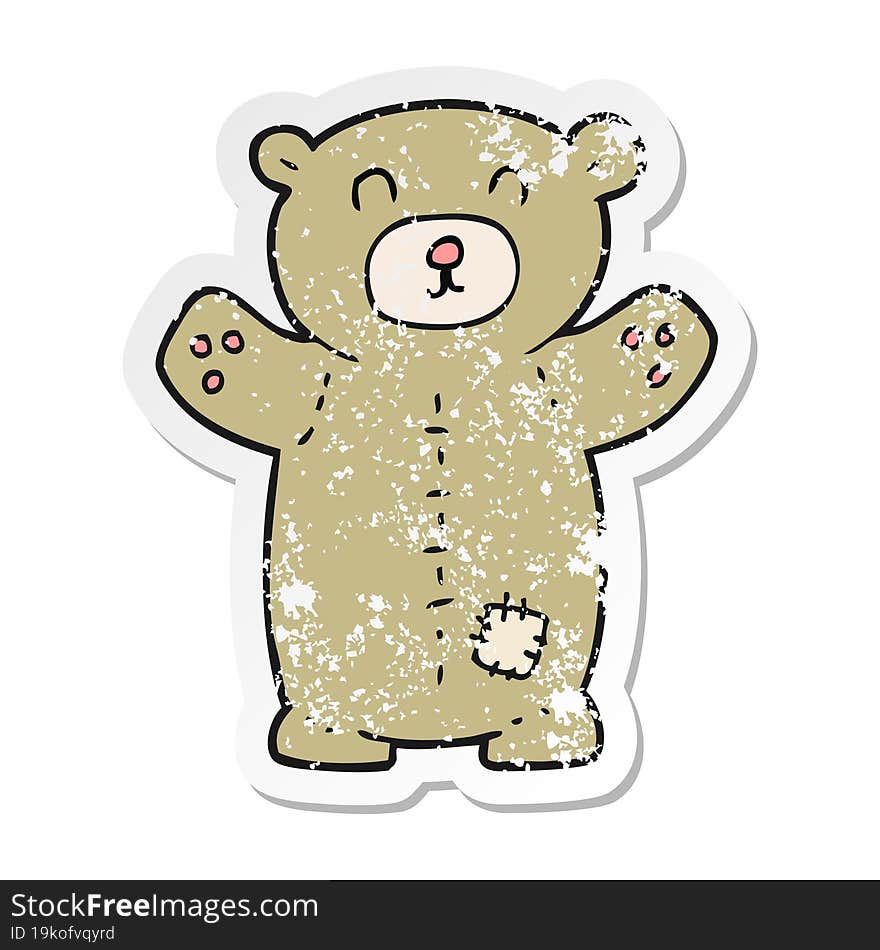 retro distressed sticker of a cartoon teddy bear