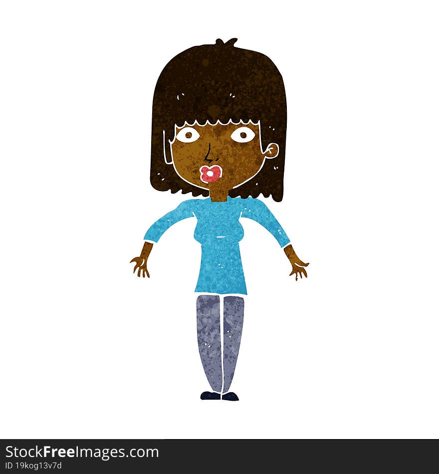 cartoon woman shrugging