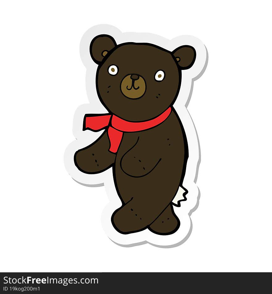 sticker of a cute cartoon black teddy bear