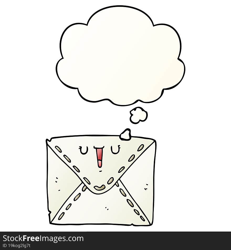 Cartoon Envelope And Thought Bubble In Smooth Gradient Style