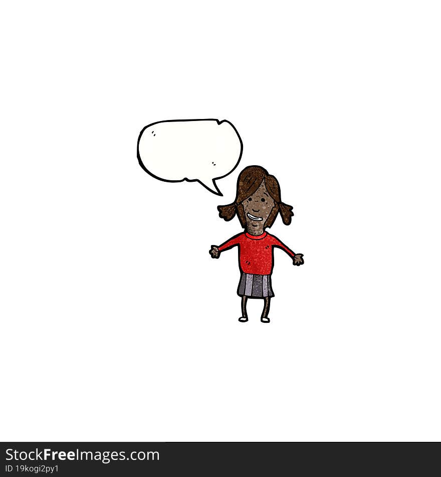 cartoon girl with speech bubble