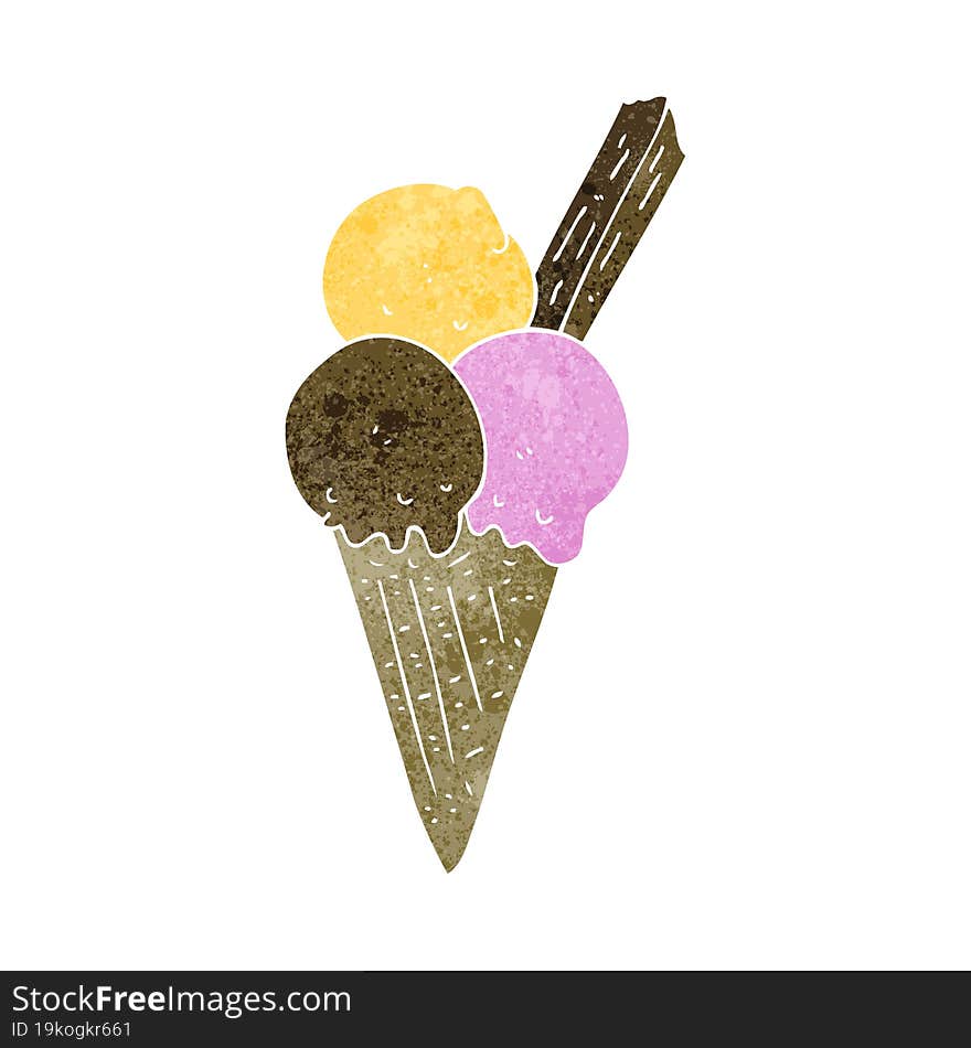 retro cartoon ice cream cone