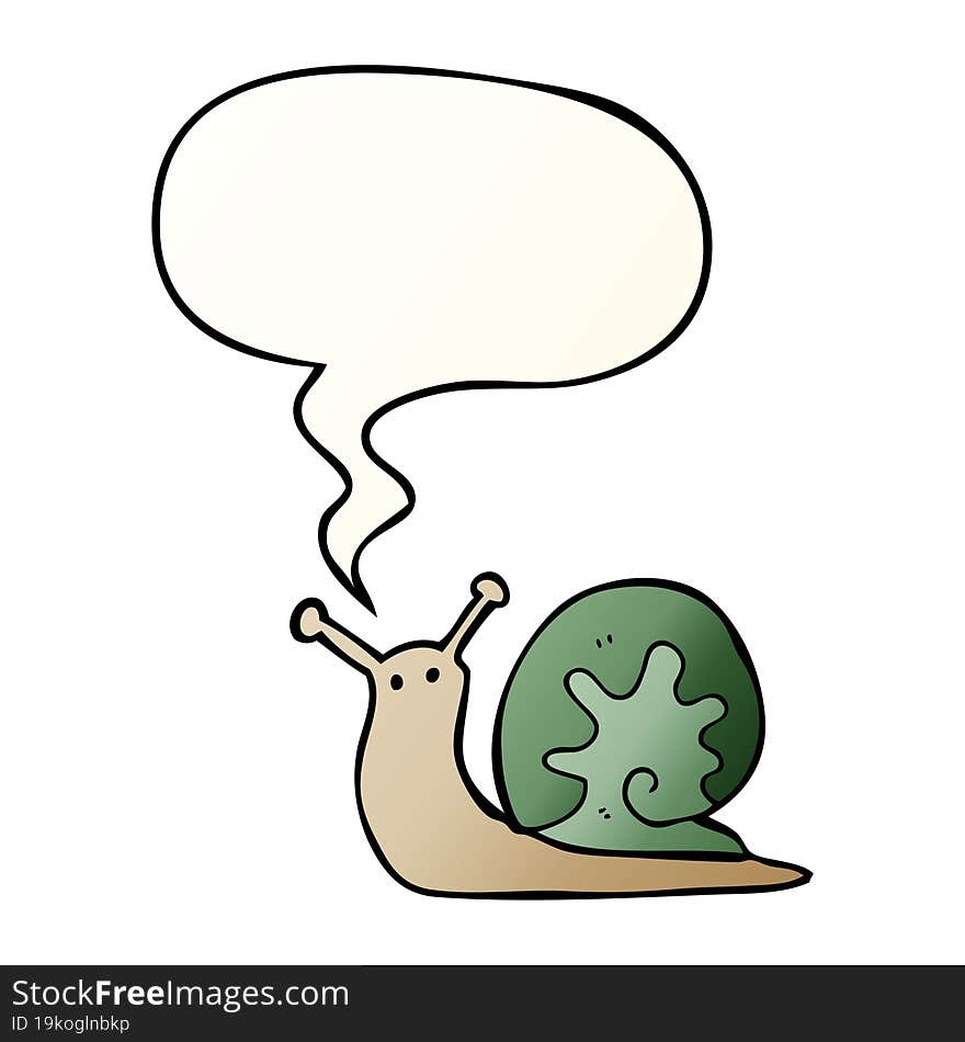 cartoon snail and speech bubble in smooth gradient style