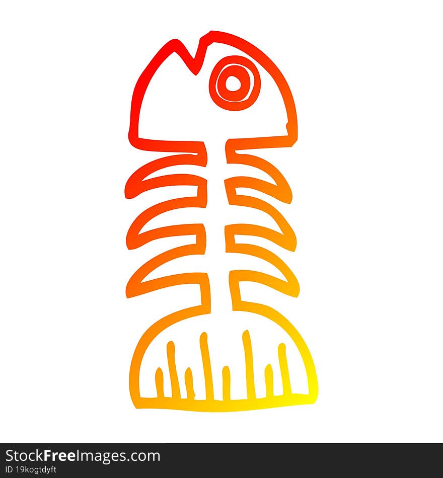 warm gradient line drawing cartoon fish bones