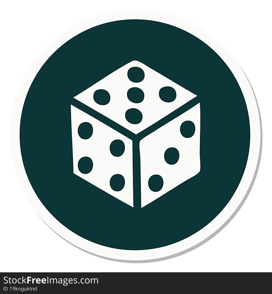 Tattoo Style Sticker Of A Dice