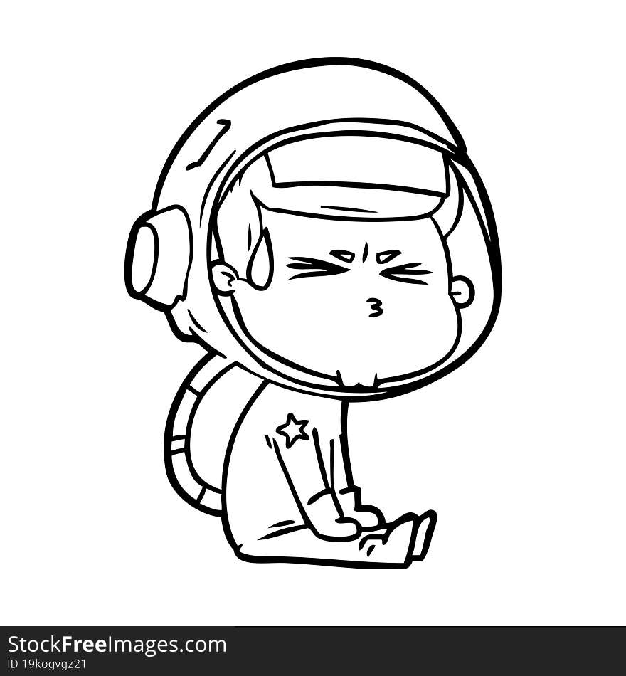 cartoon stressed astronaut. cartoon stressed astronaut