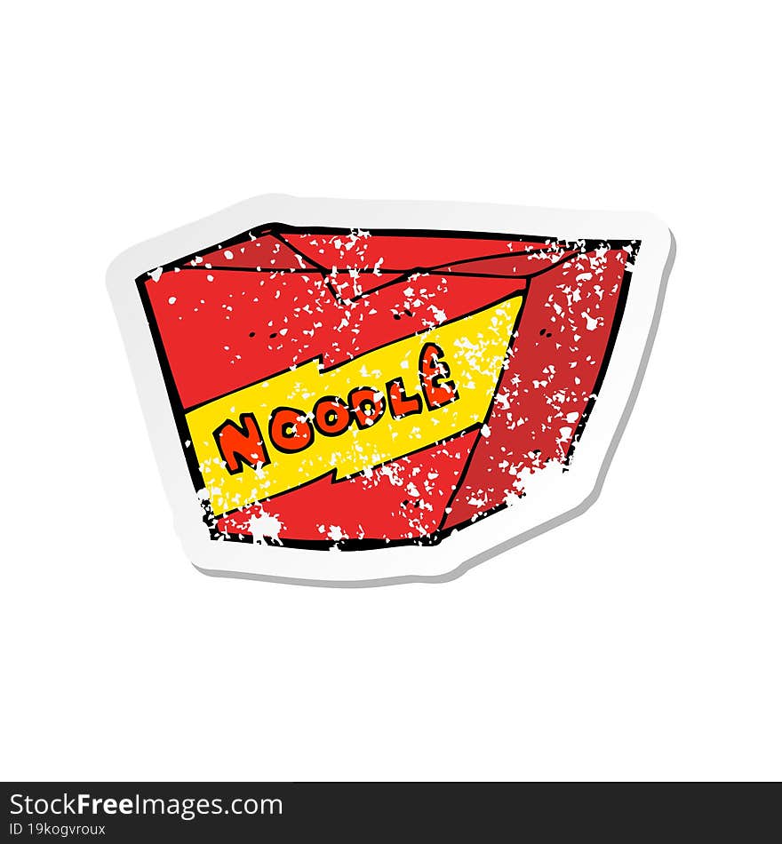 retro distressed sticker of a cartoon noodle box