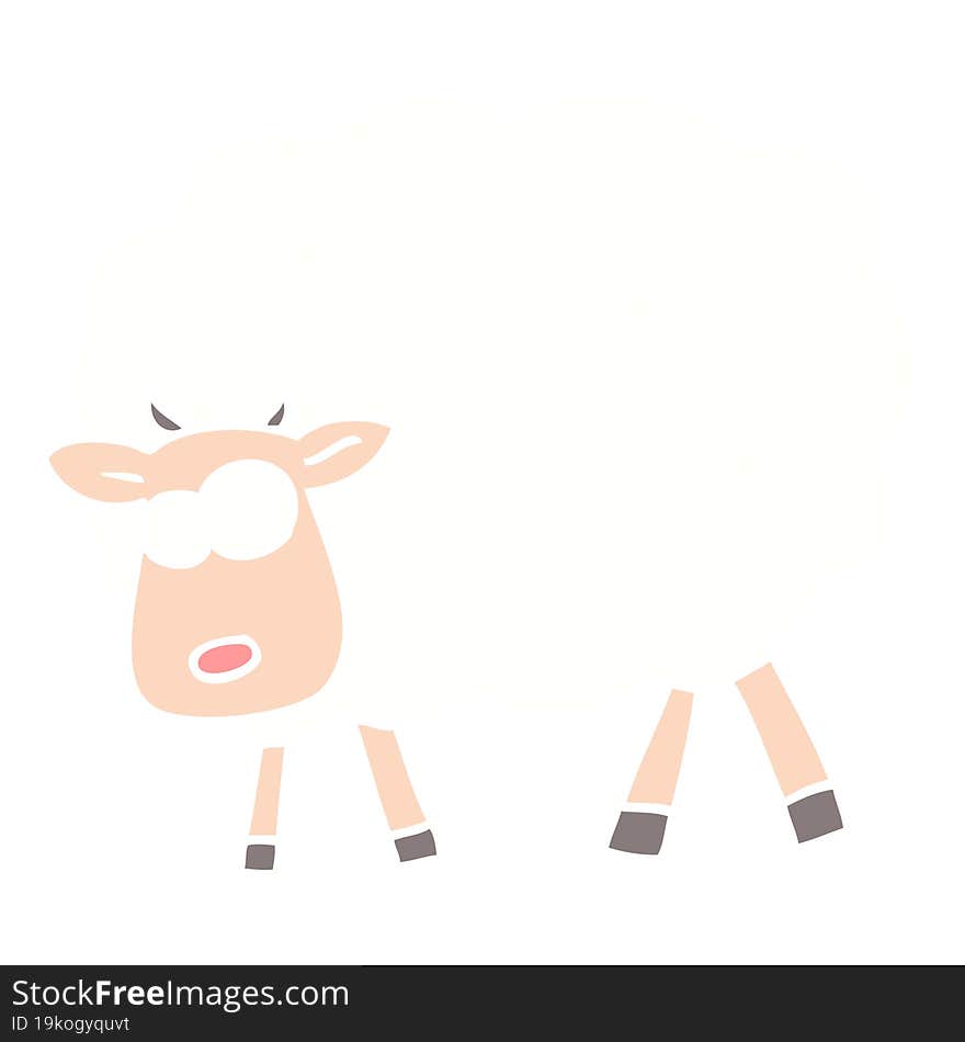 flat color illustration cartoon sheep