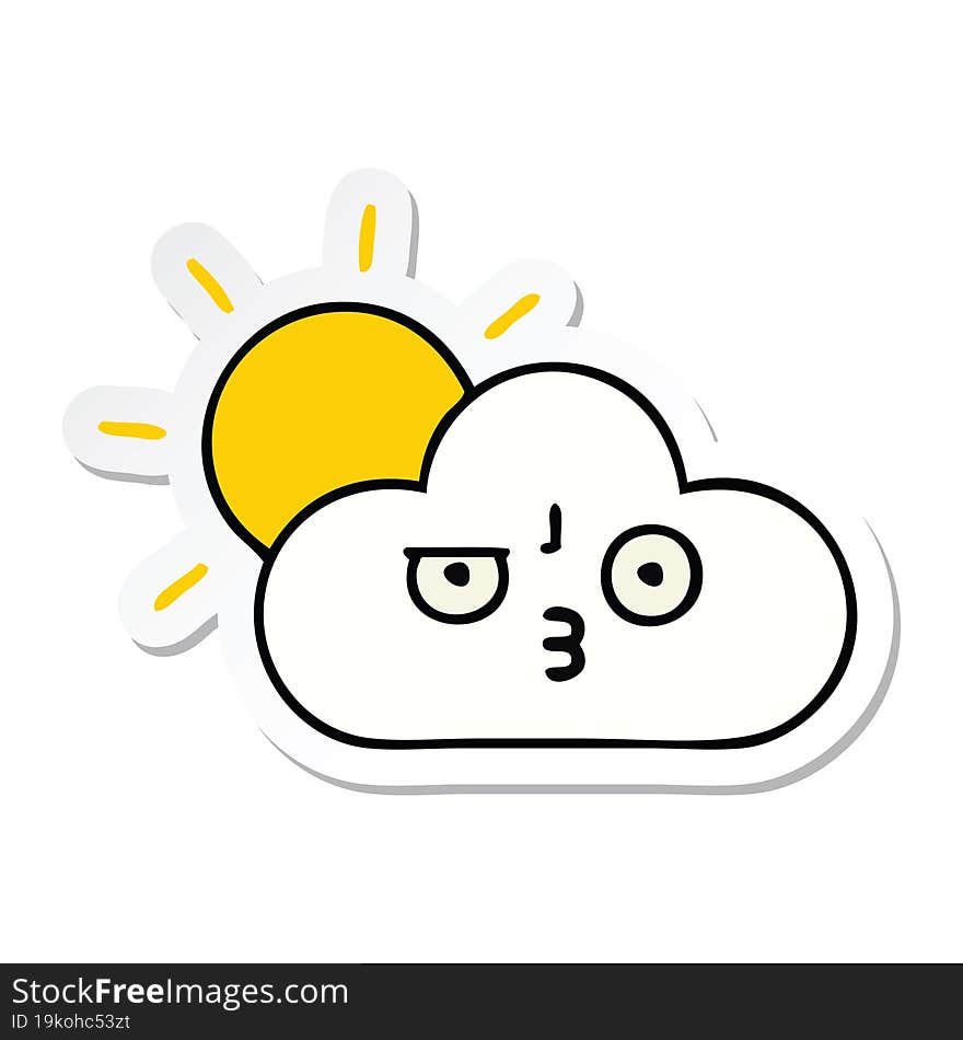 Sticker Of A Cute Cartoon Sunshine And Cloud