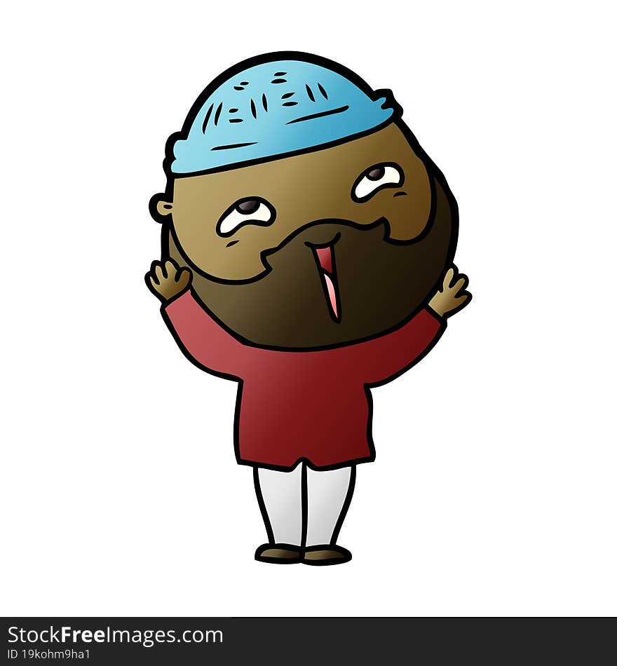 cartoon happy bearded man. cartoon happy bearded man