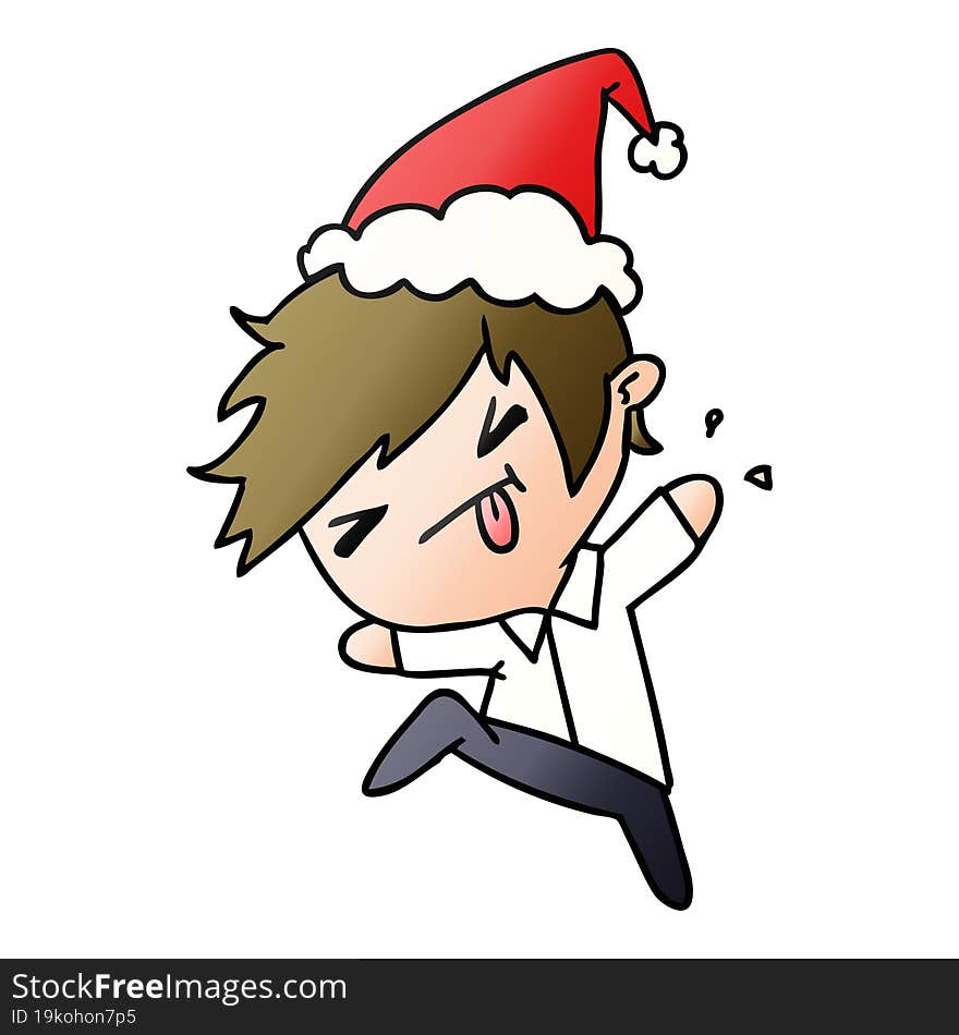 christmas gradient cartoon of kawaii boy