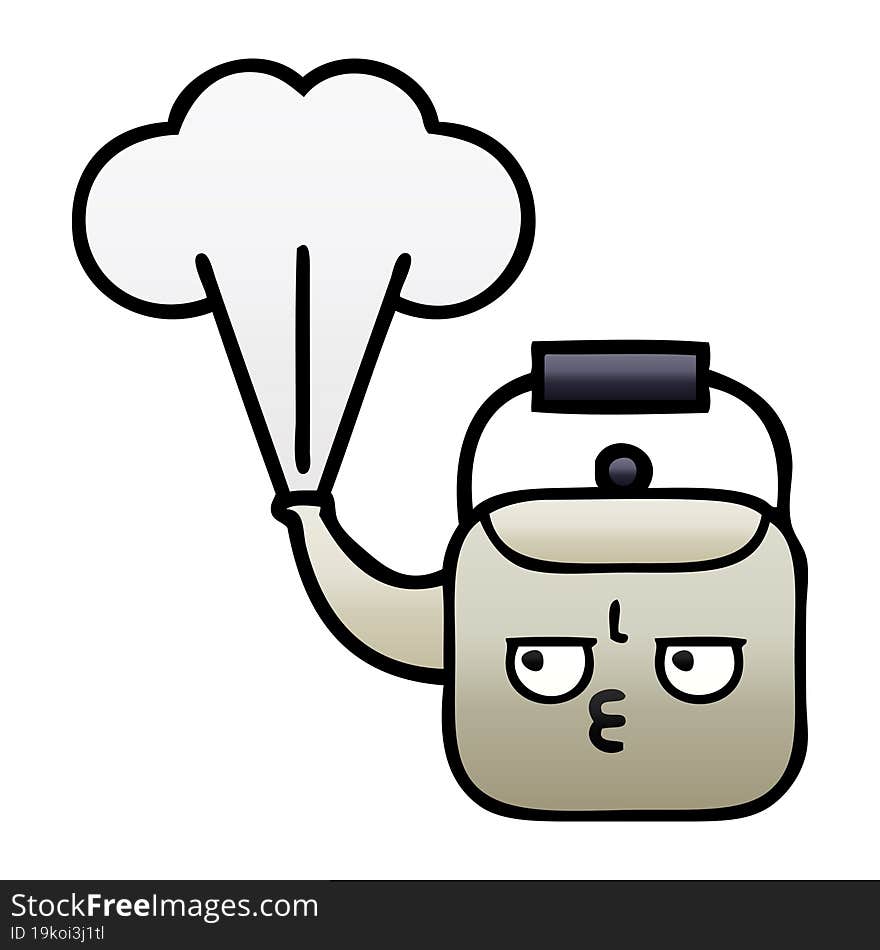 gradient shaded cartoon steaming kettle