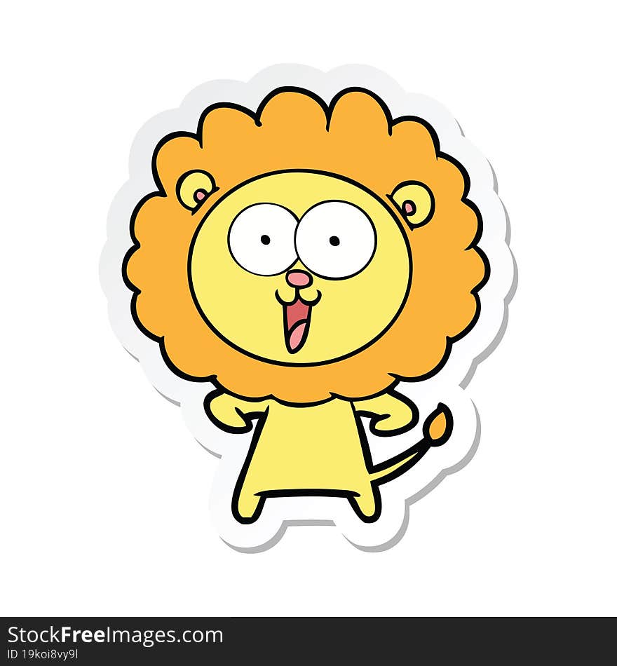 sticker of a happy cartoon lion