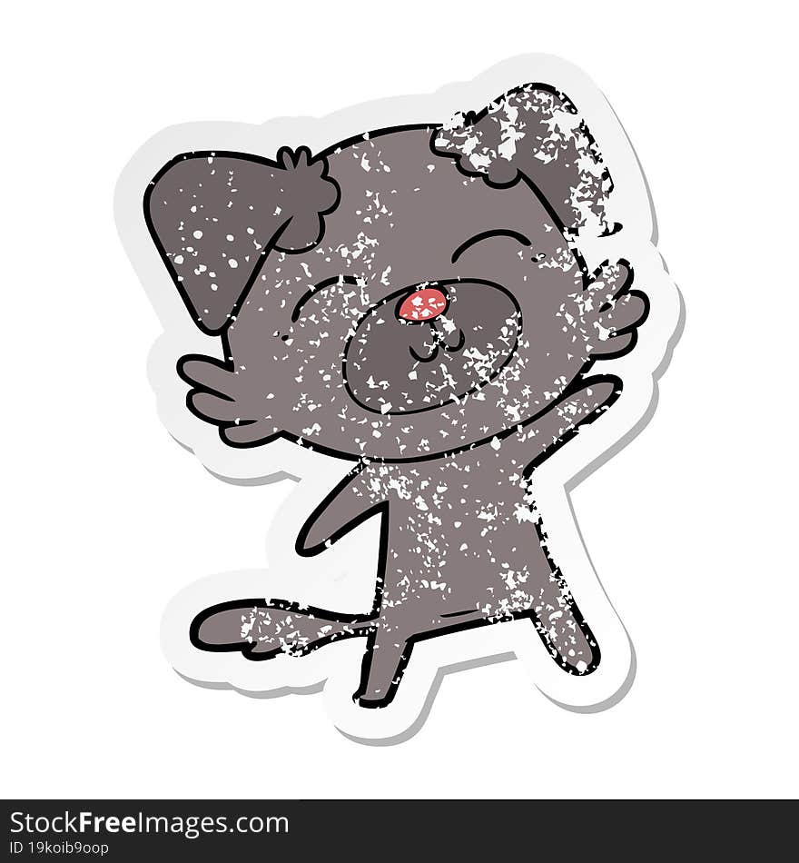 Distressed Sticker Of A Cartoon Dog