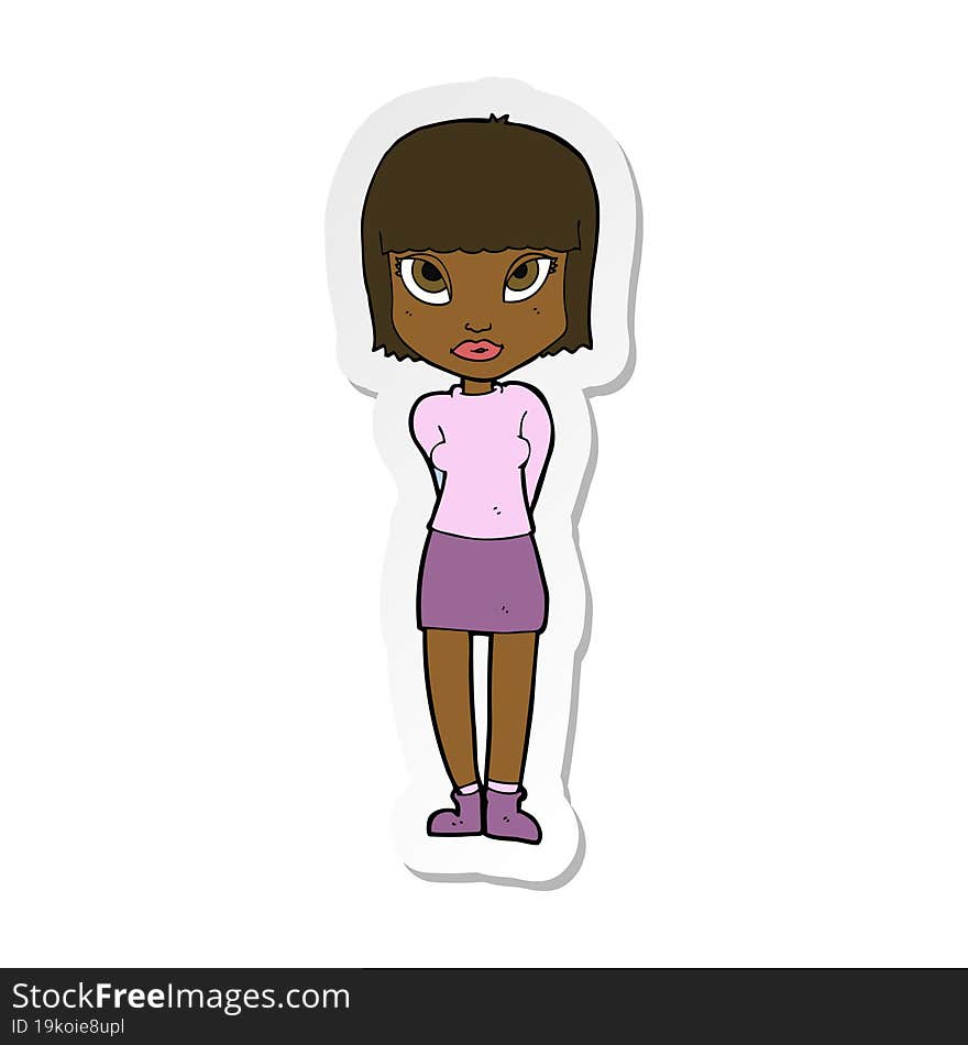 Sticker Of A Cartoon Woman Standing