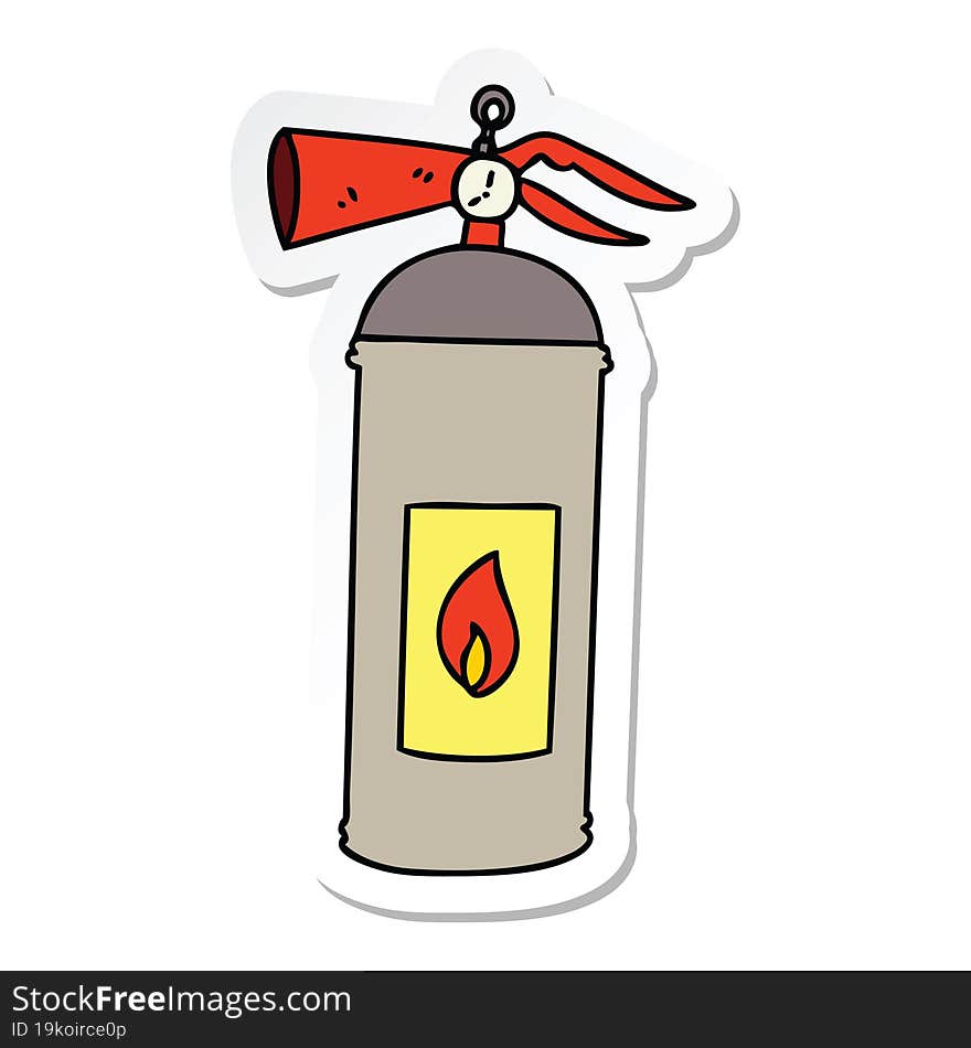 Sticker Of A Quirky Hand Drawn Cartoon Fire Extinguisher