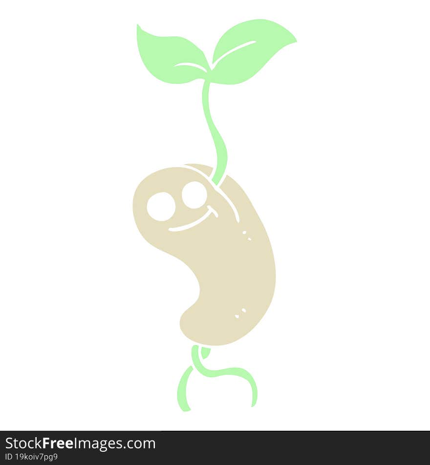 flat color illustration of a cartoon sprouting seed