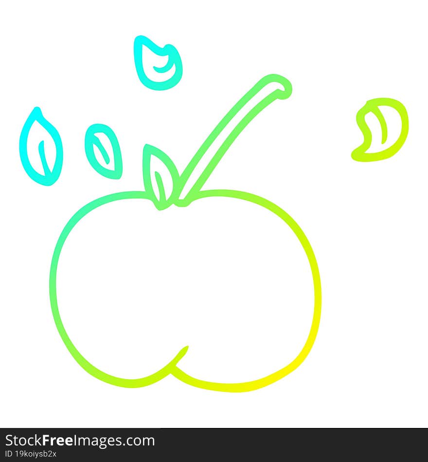 Cold Gradient Line Drawing Cartoon Juicy Apple