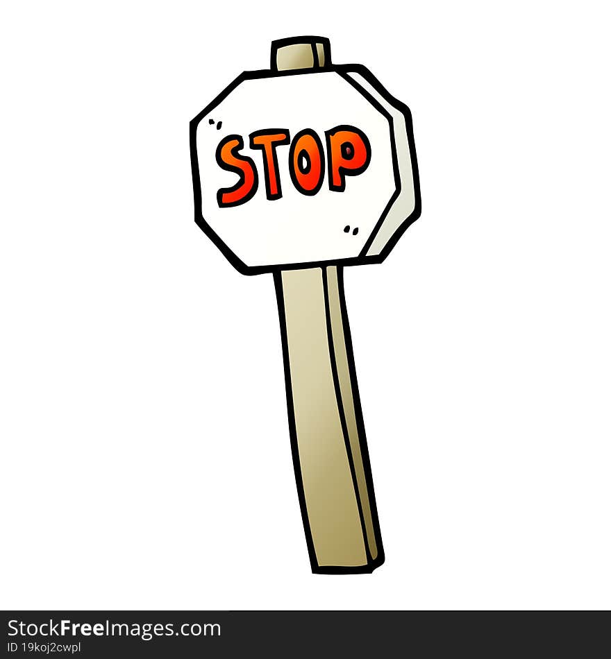 vector gradient illustration cartoon stop sign