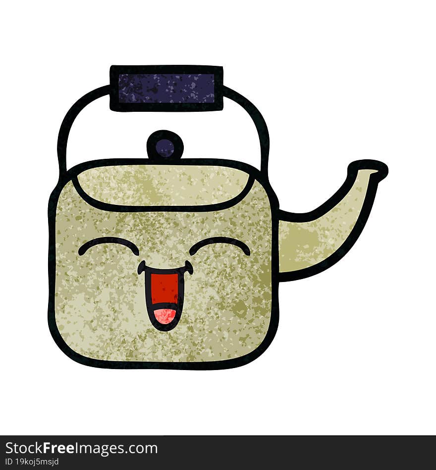 retro grunge texture cartoon kettle