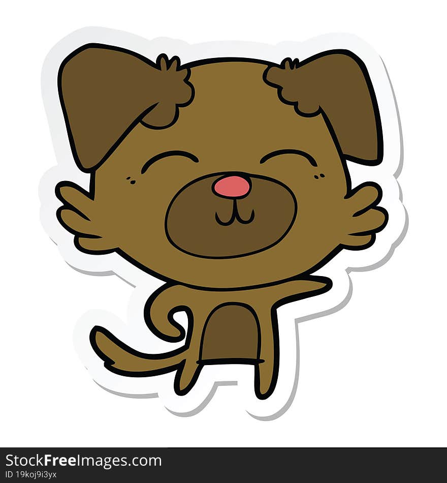 sticker of a cartoon dog pointing