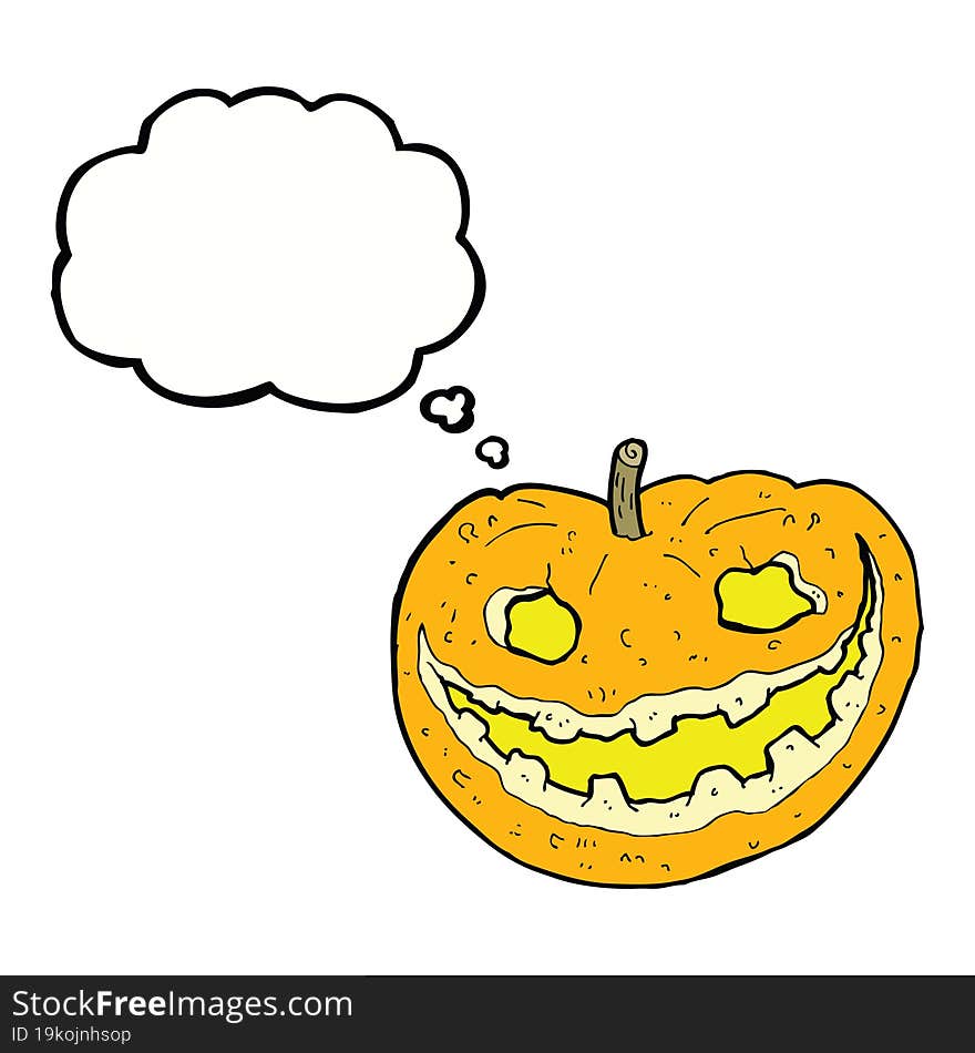 Cartoon Spooky Pumpkin With Thought Bubble