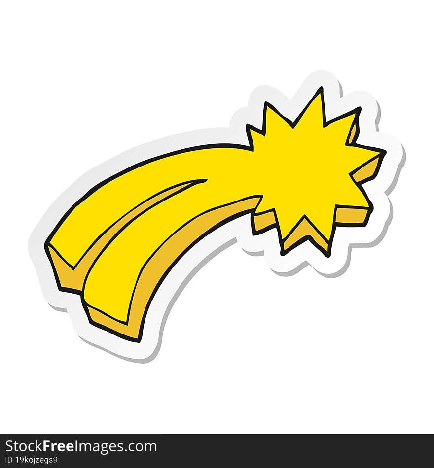 Sticker Of A Cartoon Shooting Star