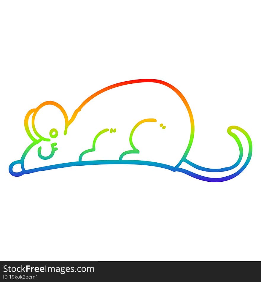 rainbow gradient line drawing cartoon rat