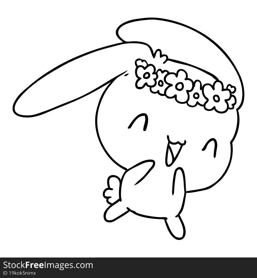 line drawing kawaii cute furry bunny