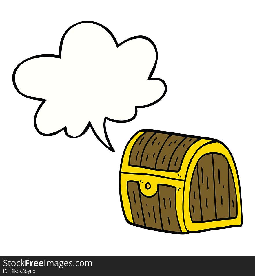 cartoon treasure chest and speech bubble