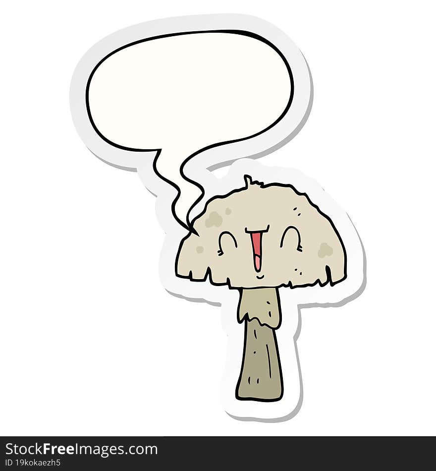 cartoon mushroom and speech bubble sticker