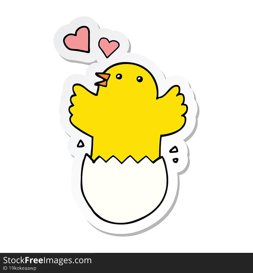 sticker of a cute hatching chick cartoon