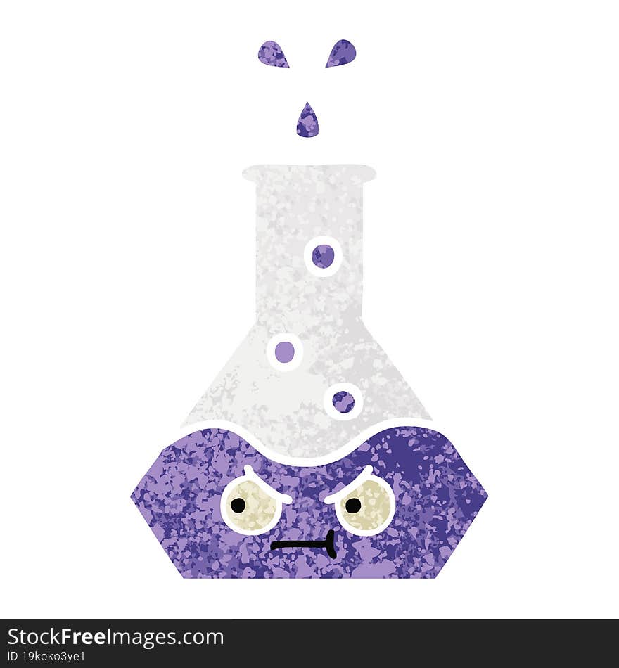 Retro Illustration Style Cartoon Science Beaker