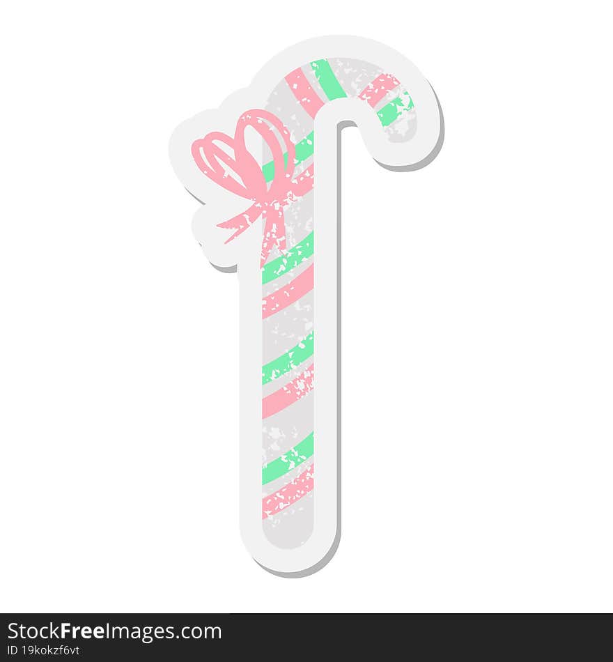 Candy Cane Grunge Sticker