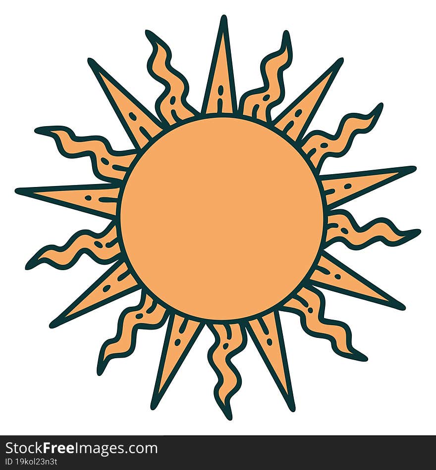 tattoo style icon of a sun