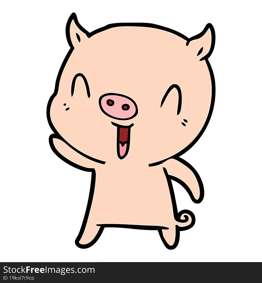 happy cartoon pig. happy cartoon pig