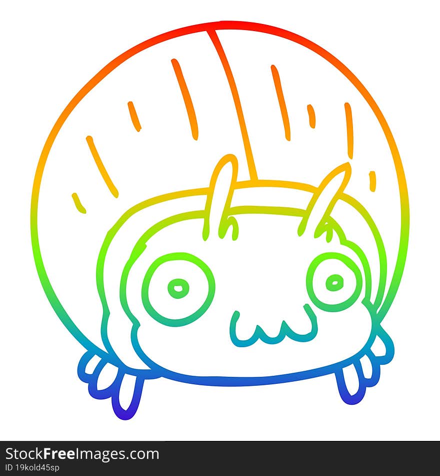 rainbow gradient line drawing cartoon huge beetle