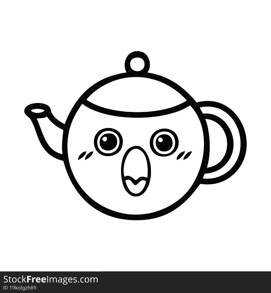 line drawing cartoon tea pot