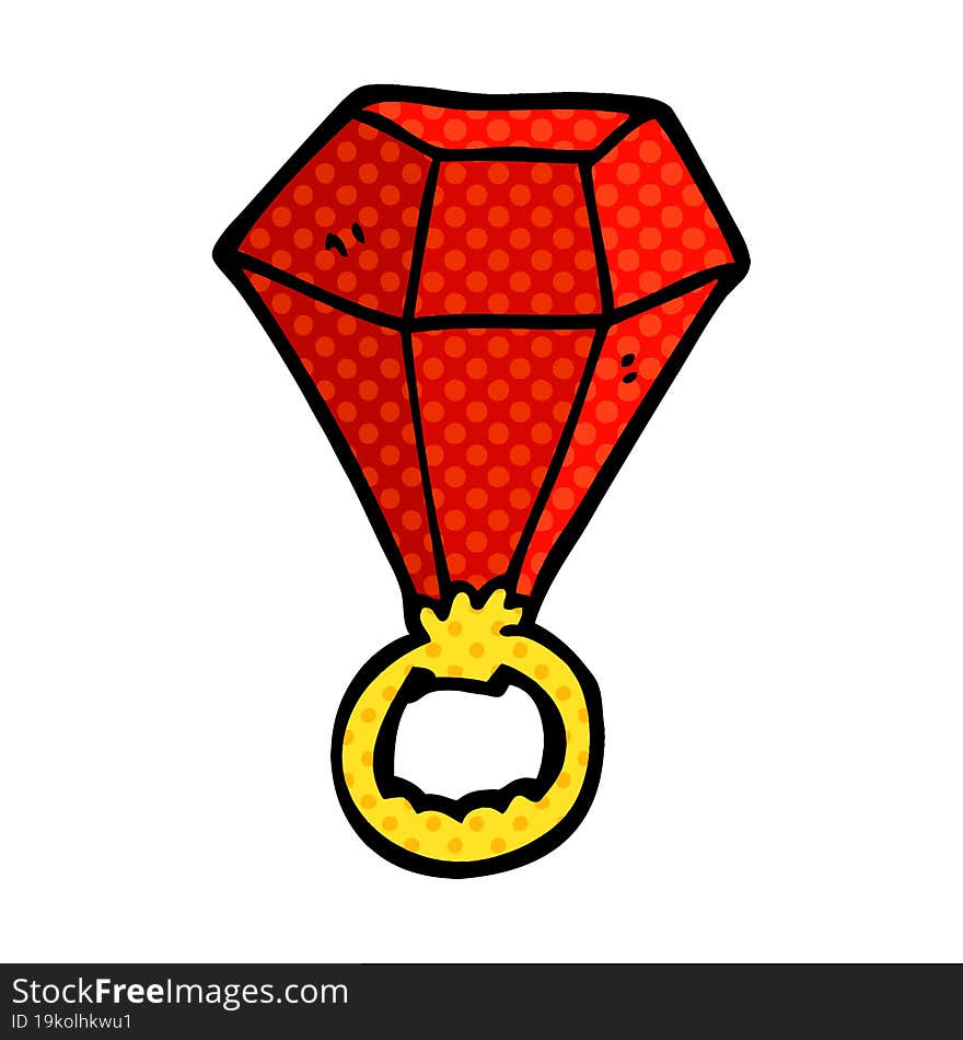 cartoon doodle red ruby ring