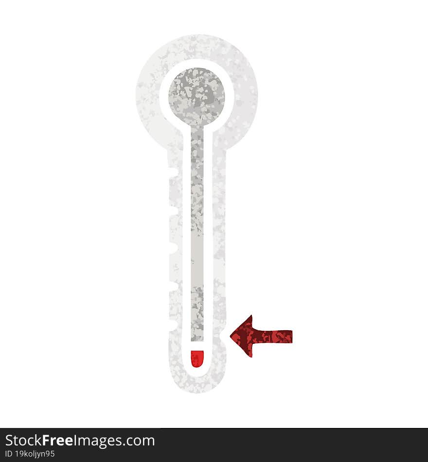 retro illustration style cartoon of a cold thermometer