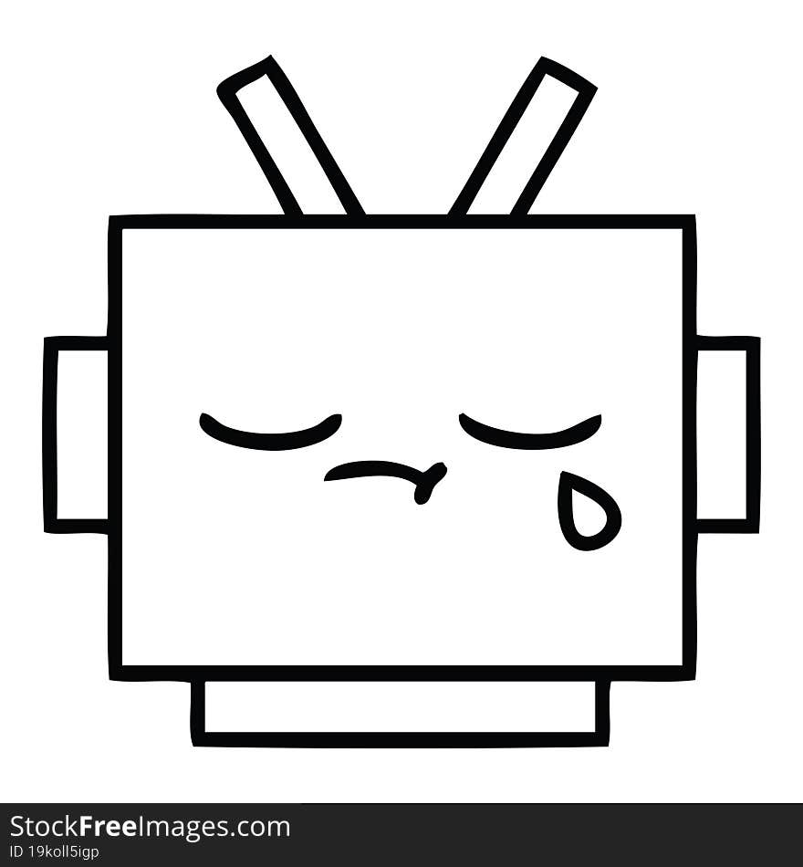 Line Drawing Cartoon Robot Head