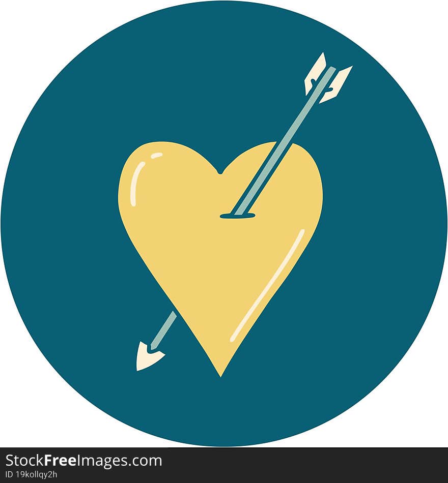 iconic tattoo style image of an arrow and heart. iconic tattoo style image of an arrow and heart