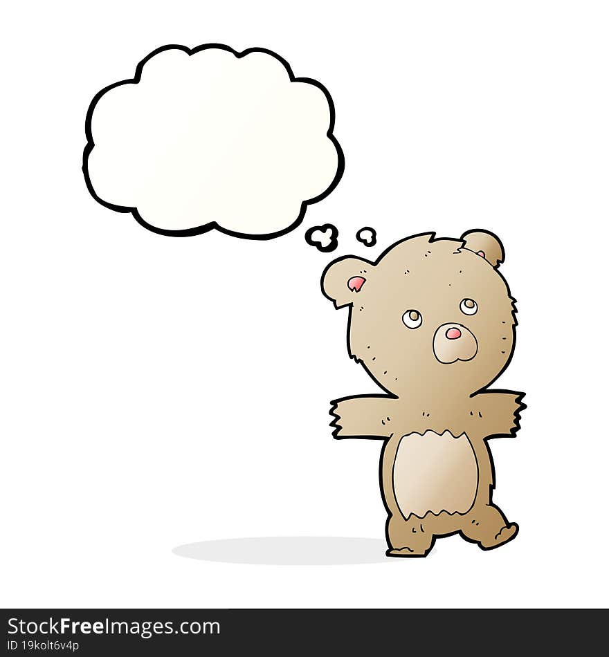 cartoon cute teddy bear with thought bubble