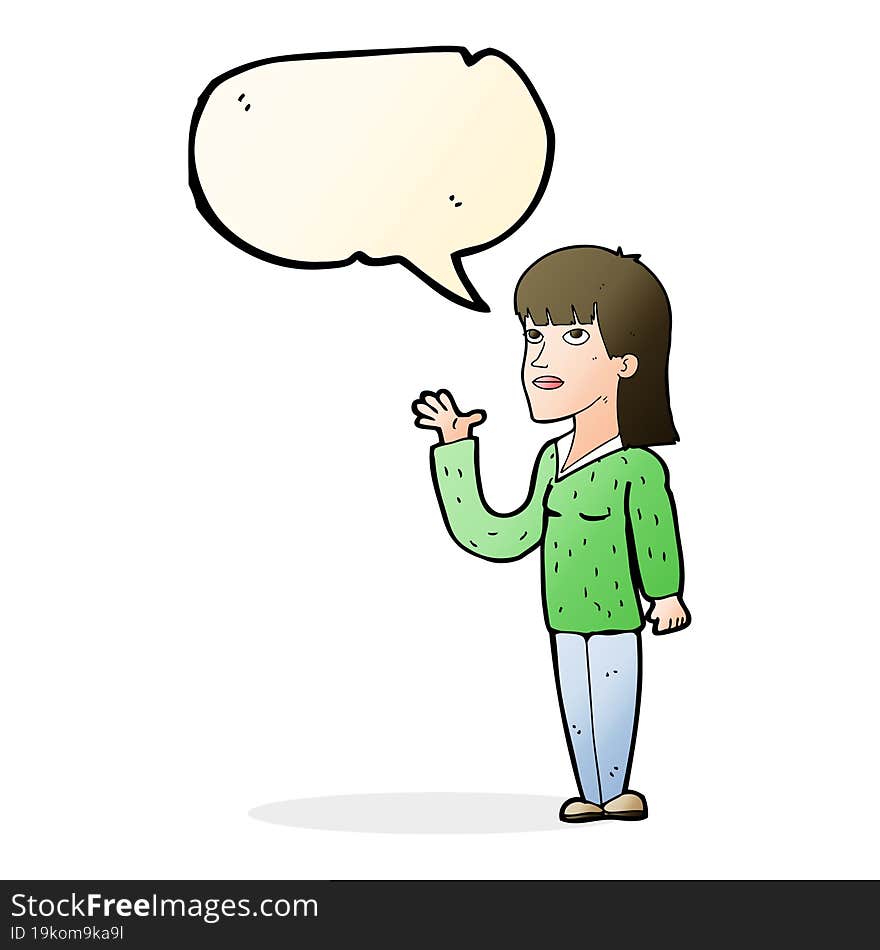 Cartoon Woman Explaining With Speech Bubble