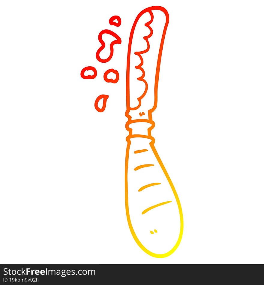 warm gradient line drawing cartoon butter knife