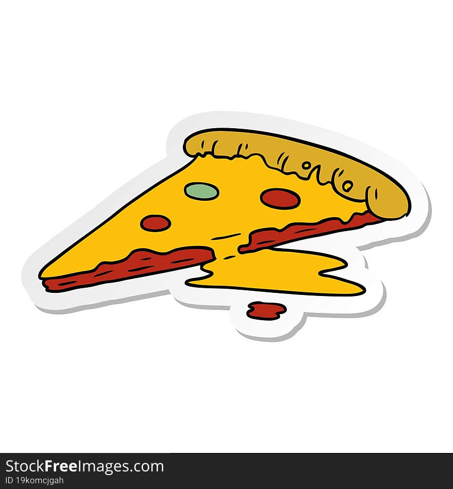 sticker cartoon doodle of a slice of pizza