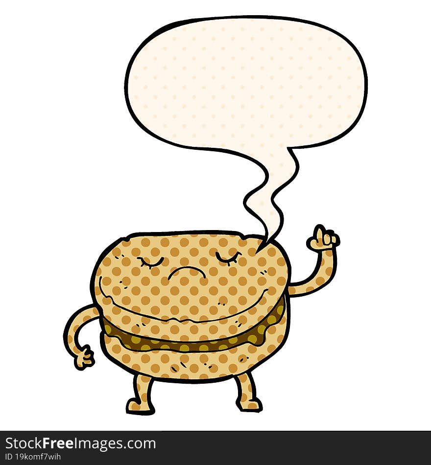 Cartoon Biscuit And Speech Bubble In Comic Book Style